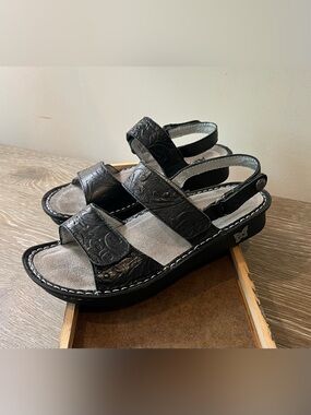 Alegria Z1071* Verona Leather Sandals Black Women Size 37 EUR